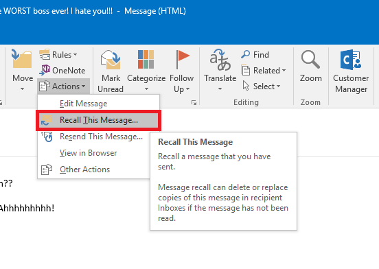 recall mail on outlook for mac